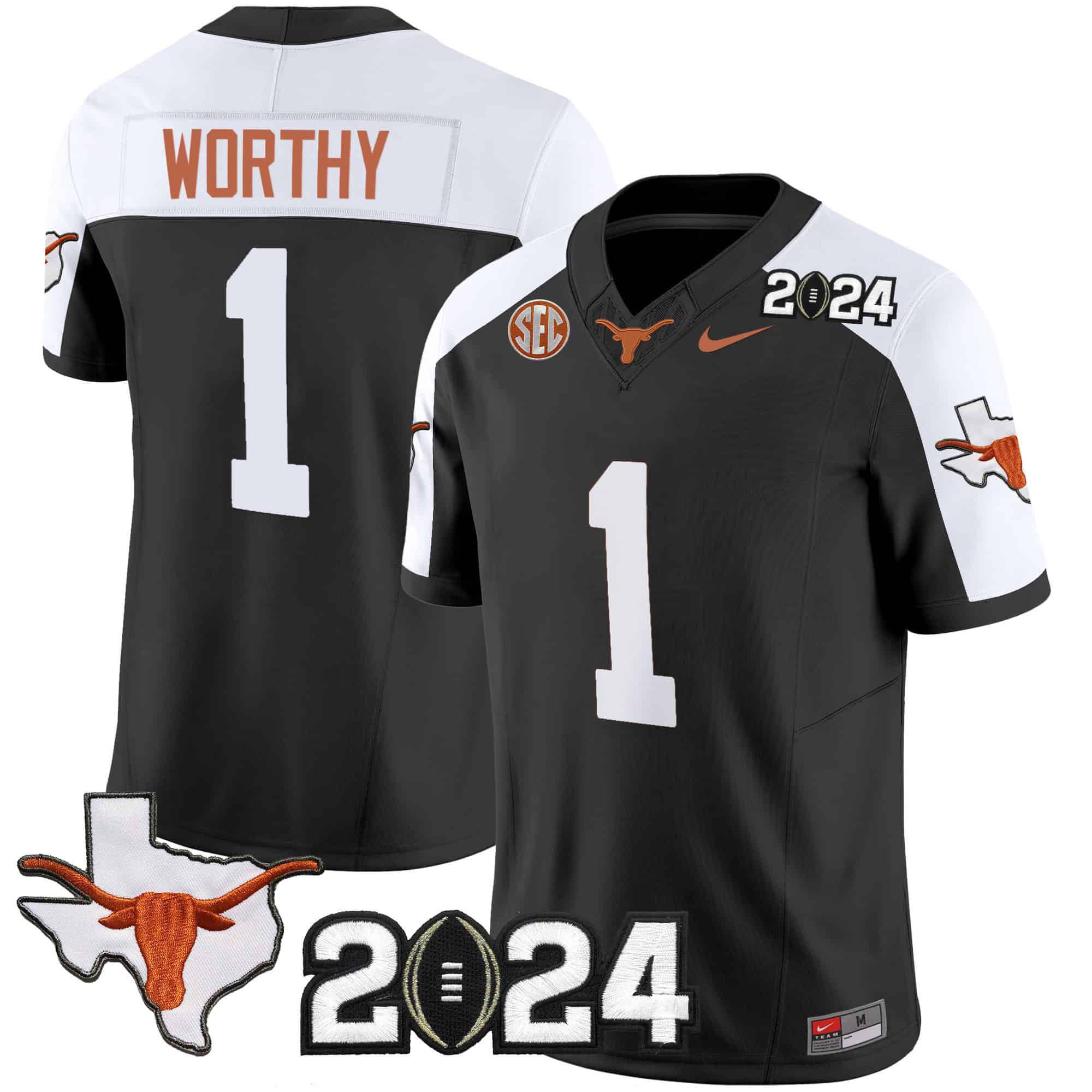 Men Texas Longhorns #1 Worthy Black 2024 Nike Vapor Limited NCAA Jersey->indianapolis colts->NFL Jersey